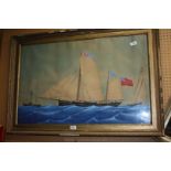 A large Watercolour, gouache, Pen of sailing Ships 'The Rose' and 'Noord Hinder', signed lower left,