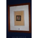 A small coloured Print of a letter 'P', inscribed verso Antwerpen 1737 'Gift to Dr. Wolfgang,1988'.