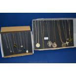 Two trays of Costume Jewellery pendants and necklaces