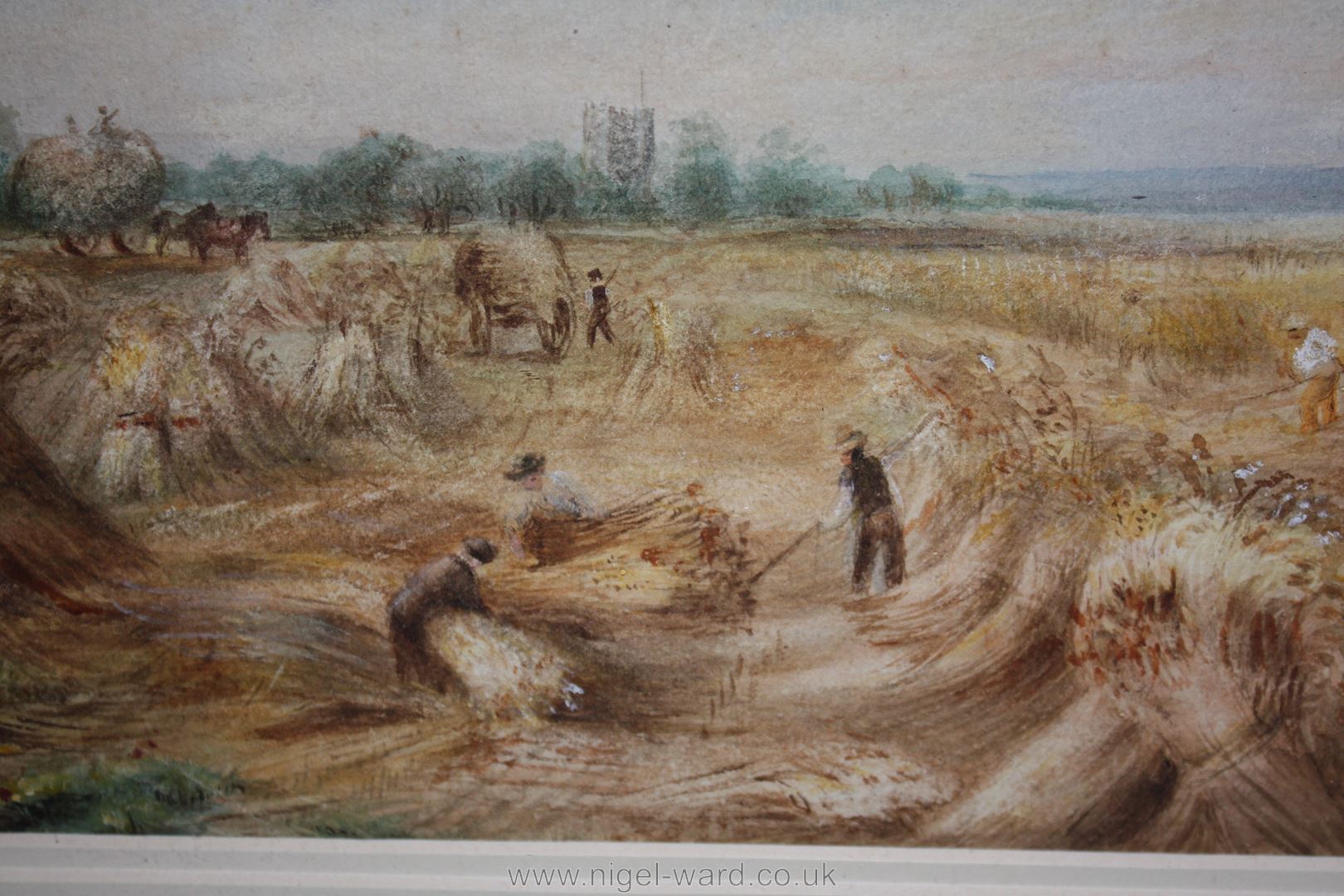 Charles Fox: Watercolour of a Harvest scene - Image 3 of 3