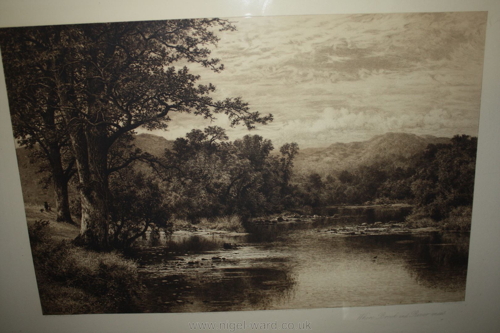 Benjamin Williams Leader: a large Etching, Brook and River Meet. - Image 2 of 2