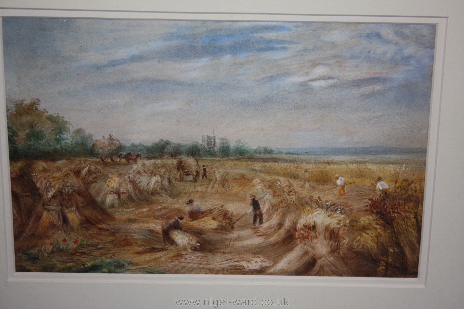 Charles Fox: Watercolour of a Harvest scene - Image 2 of 3
