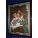 A framed and mounted Victorian print 'Ladies First'.