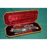 A boxed set of two pairs of Meat Carvers with antler and sterling silver mounted handles,