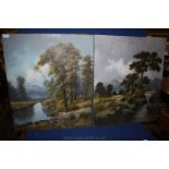 A pair of Oil Paintings on stretchered canvas of river landscapes,