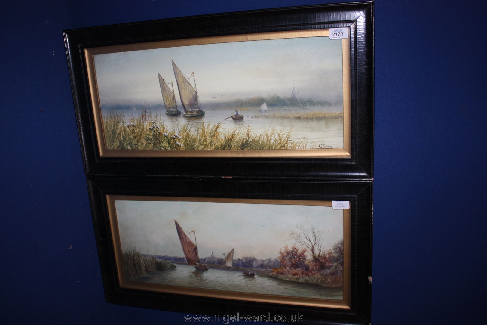 A pair of early 20th c. Watercolours of River scenes, signed A. Turner.