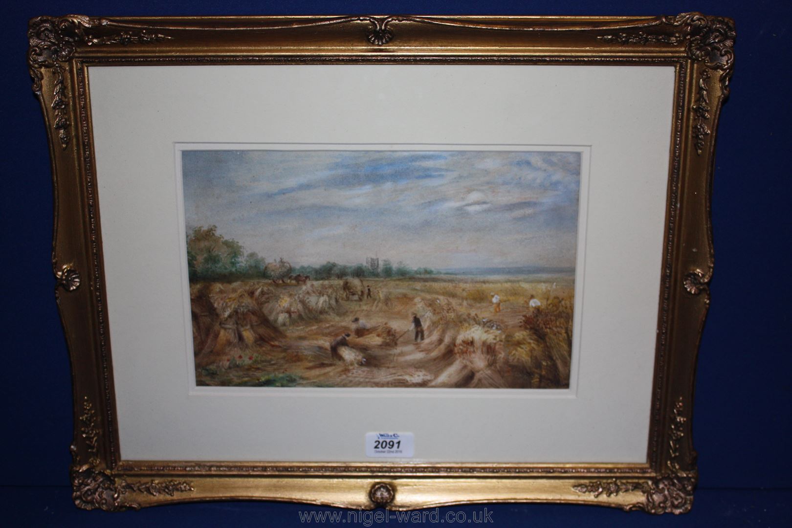 Charles Fox: Watercolour of a Harvest scene