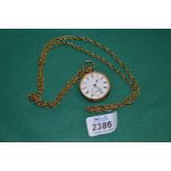 A Continental 18k Gold cased Pocket Watch (chain not gold).