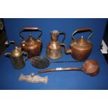 A box of Copper and Brass including kettles.