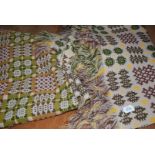 A pair of matching Welsh Wool Blankets in autumnal colours,