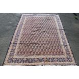 A vintage hand-made Kashan Carpet with classic Boteh design on midnight blue field, circa 1940,