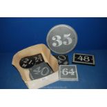 Twelve Slate house number Plaques (various numbers).