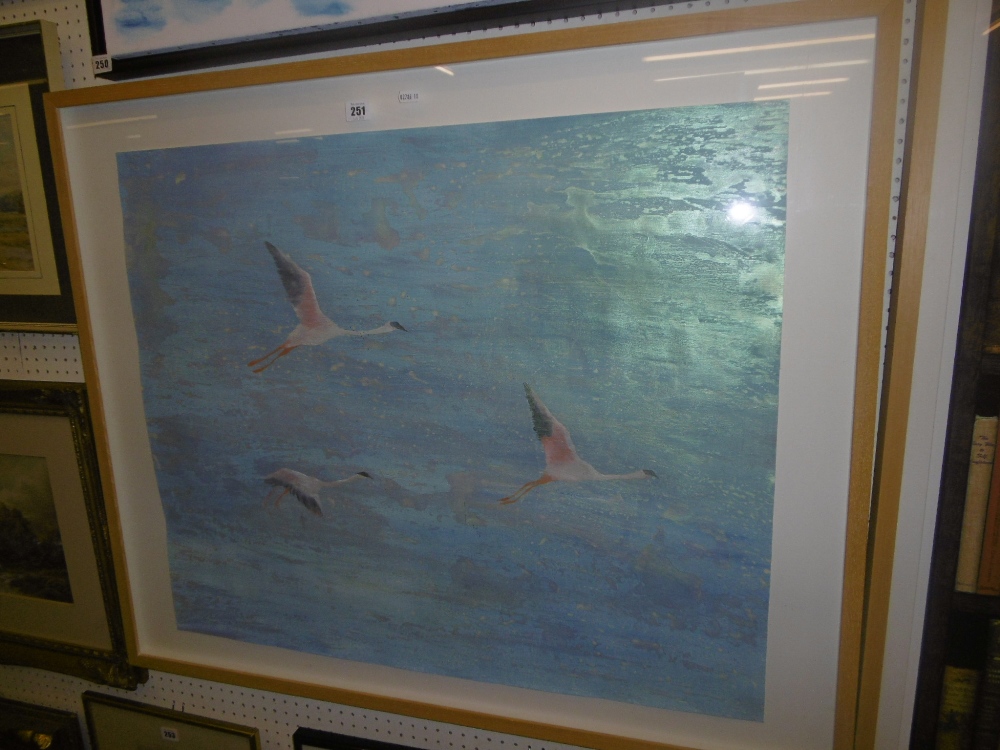 A FRAMED OIL PAINTING SNOW GEESE PICTURE