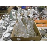 QTY OF DECANTERS, STOPPERS ETC.
