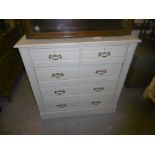 A PAINTED EDWARDIAN TWO OVER THREE CHEST OF DRAWERS