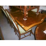 INLAID MAHOGANY TABLE AND FIVE CHAIRS