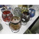 SIX OVERLAY SILVER BRANDY GLASSES