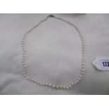 A CULTURED PEARL NECKLACE WITH MARQUISETTE AND SILVER CLASP