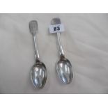 A PAIR OF RUSSIAN 84 SILVER SPOONS ST PETERSBURG 1893