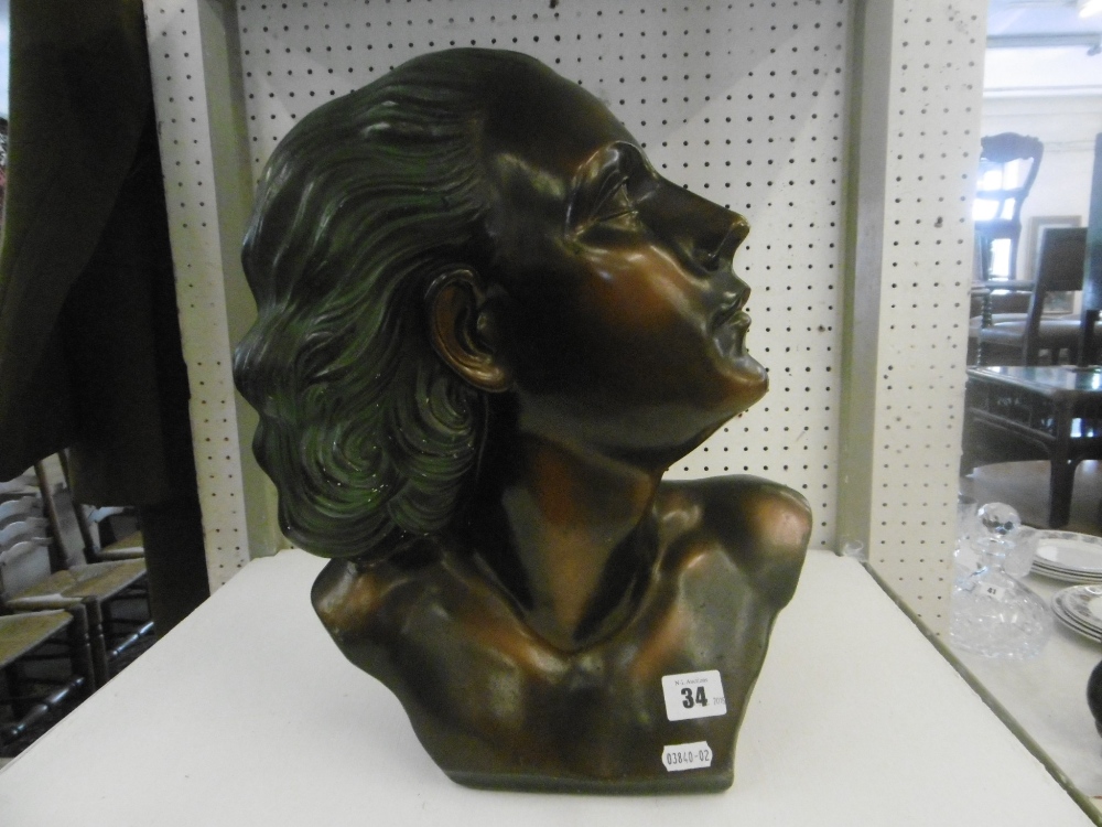 A 1930'S ART DECO BUST OF A LADY 162 DEPOSE STAMPED