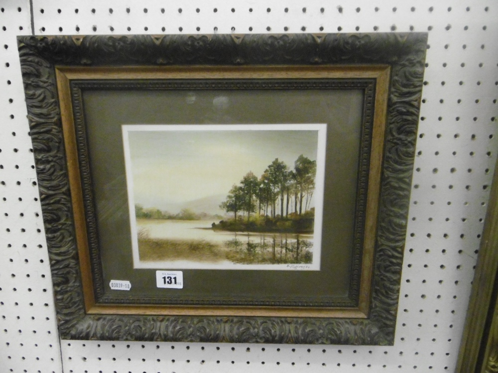 A FRAMED PASTORAL LANDSCAPE SIGNED