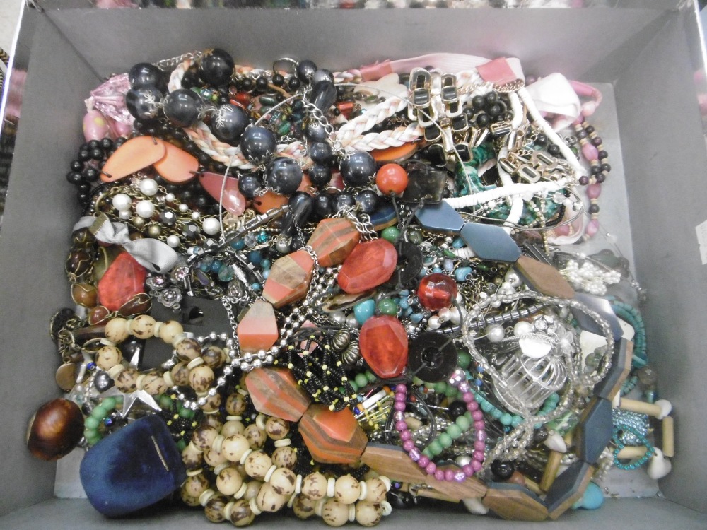 A LARGE BOX OF COSTUME JEWELLERY