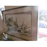 A FRAMED PICTURE OF A SHIP