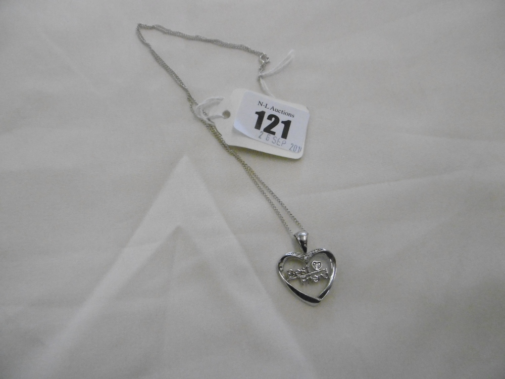 A 925 SILVER BEST FRIEND HEART PENDENT ON CHAIN - Image 2 of 2