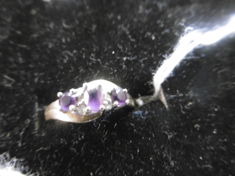 A 9CT GOLD AMETHYST AND DIAMOND RING - Image 2 of 2