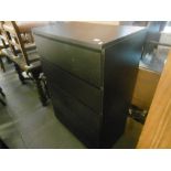 A TWO OVER FOUR BLACK ASH CHEST OF DRAWERS