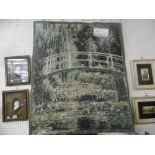 A LARGE TAPESTRY MONETS LILLY POND