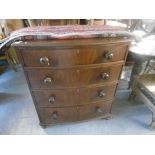 A MAHOGANY BOW FRONTED CHEST OF DRAWERS