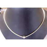 STERLING SILVER NECKLACE. Sterling silver gold plated necklace with moving ball