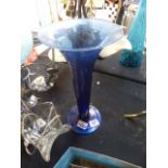 Blue coloured glass vase