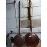 Two copper bed warmers