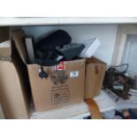 Box of mixed items and box of drinking glasses