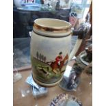 Ceramic musical tankard with hunting scene