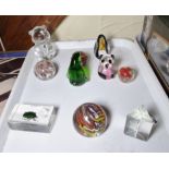 VINTAGE PAPERWEIGHTS. Tray of ten vintage paperweights