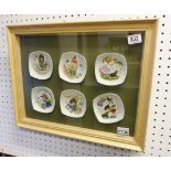 MIDWINTER PLATES. Framed and glazed set of six Midwinter plates,  53 x 42cm