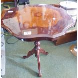 OCCASIONAL TABLE. Mahogany occasional table on turned supports and tripod base  D ~ 54cm