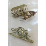 ROYAL ARTILLERY BADGES AND INSIGNIA. Royal Artillery badge and two Royal Artillery insignia