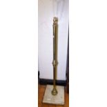 BRASS AND ONYX LAMP. Brass and onyx based standard lamp, H ~ 120cm