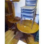 PUB TABLES. Three circular single pedestal pub tables, largest D ~ 77cm