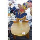 DONALD DUCK CHAIR. Childrens chair with Donald Duck carving to back rest