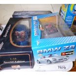 BOXED VEHICLES. Boxed vehicles, Burago, Meisto and battery operated Ferrari F60