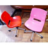 TWO SWIVEL CHAIRS. Two modern childrens swivel chairs