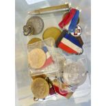 COMMEMORATIVE MEDALS. Box of commemorative medals, RAF badge etc