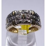 GOLD BAND RING. 9ct gold diamond set band ring, size K