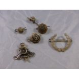 WWI MILITARY BADGES. Pre WWI Scottish Military badge and rosettes