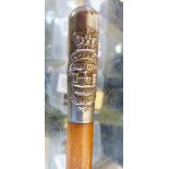 VICTORIAN SWAGGER STICK. Victorian Northamptonshire Regiment white metal topped swagger stick